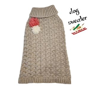 Dog Sweater Large Tan with flowers